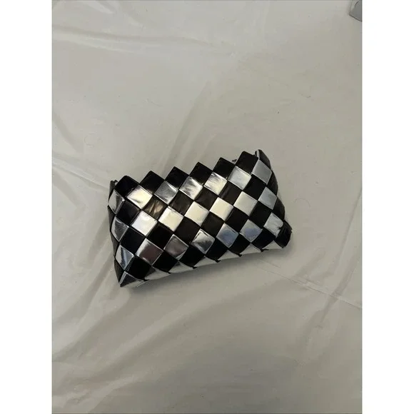 Candy Wrapper Zippered Wallet Coin Purse Black Silver 5.5 X 3.25 Metallic Bling - Picture 1 of 6